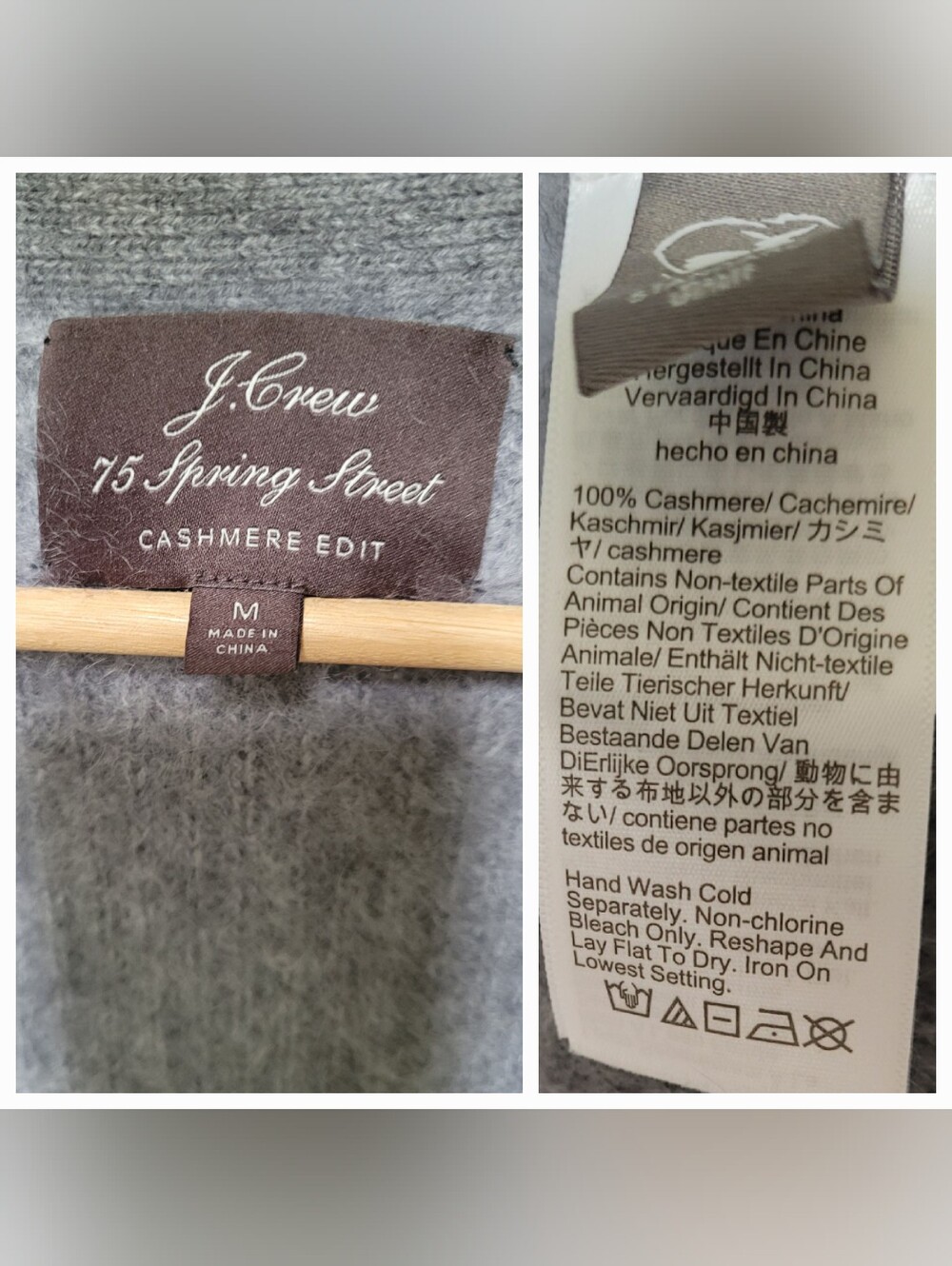 J. Crew 100% Brushed Cashmere Spring Street Oversized V-neck Cardigan, Gray - Picture 2 of 16